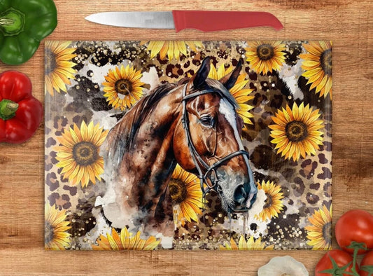 Western horse glass cutting board