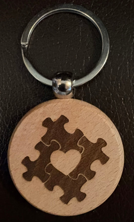 Autism puzzle with heart keychain ￼