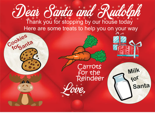 Dear Santa and Rudolph glass cutting board