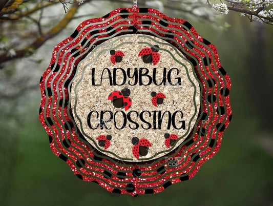 Ladybug crossing wind spinner