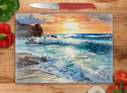 Ocean glass cutting board