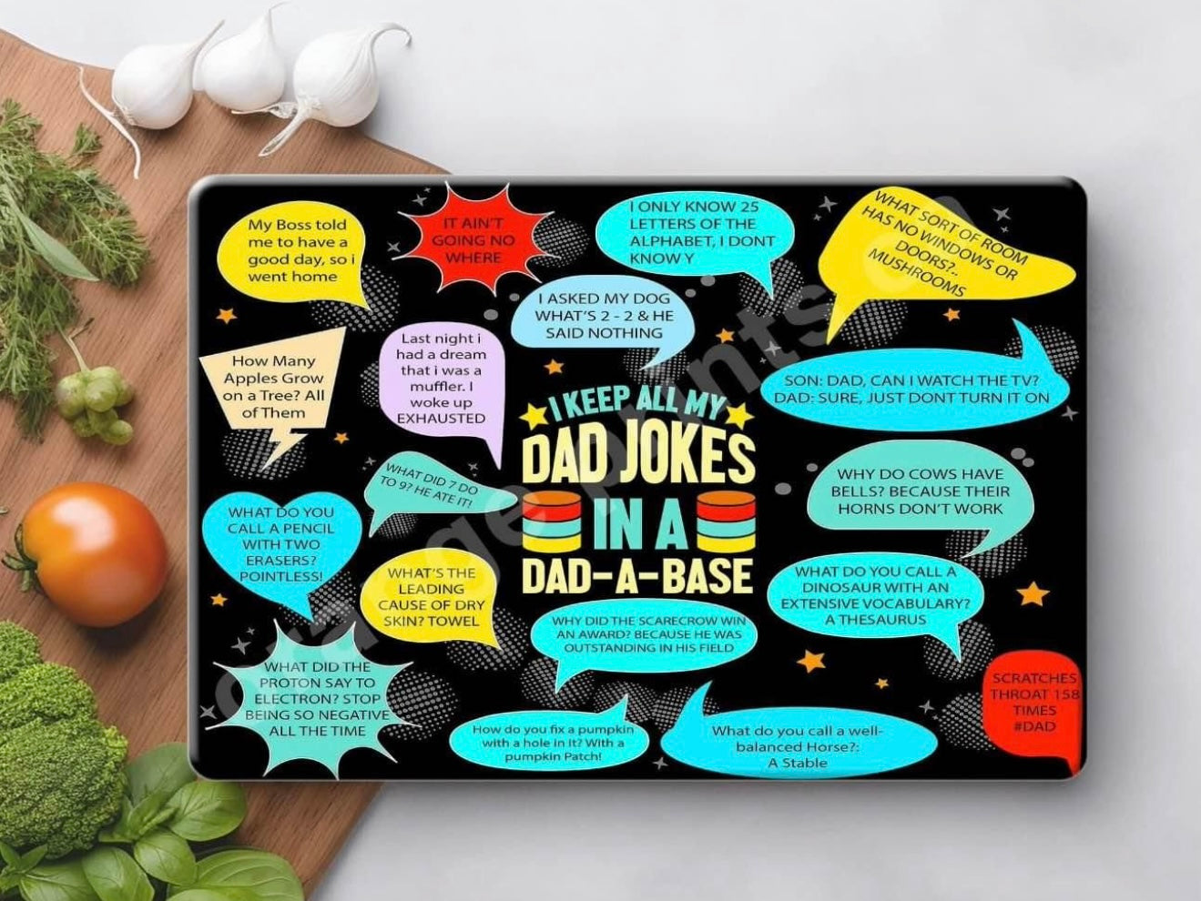 Dad jokes glass cutting board