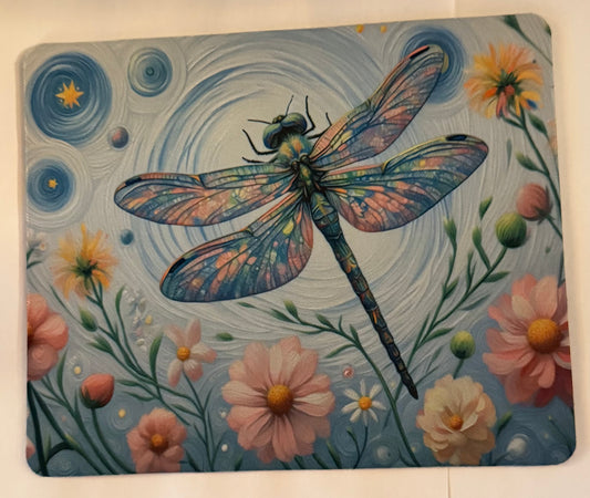 Colorful dragonfly mouse pad