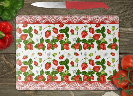 Strawberry glass cutting board