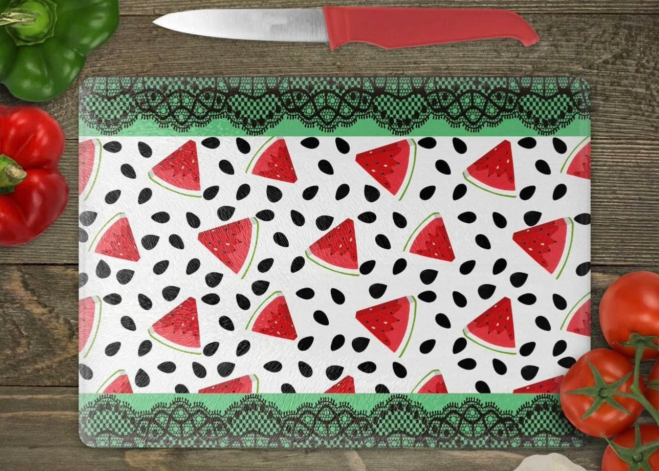 Watermelon glass cutting board