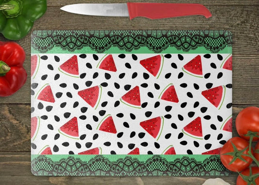 Watermelon glass cutting board