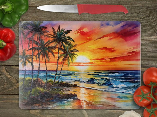Sunset glass cutting board