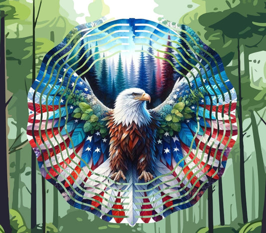 Eagle with American wings wind spinner