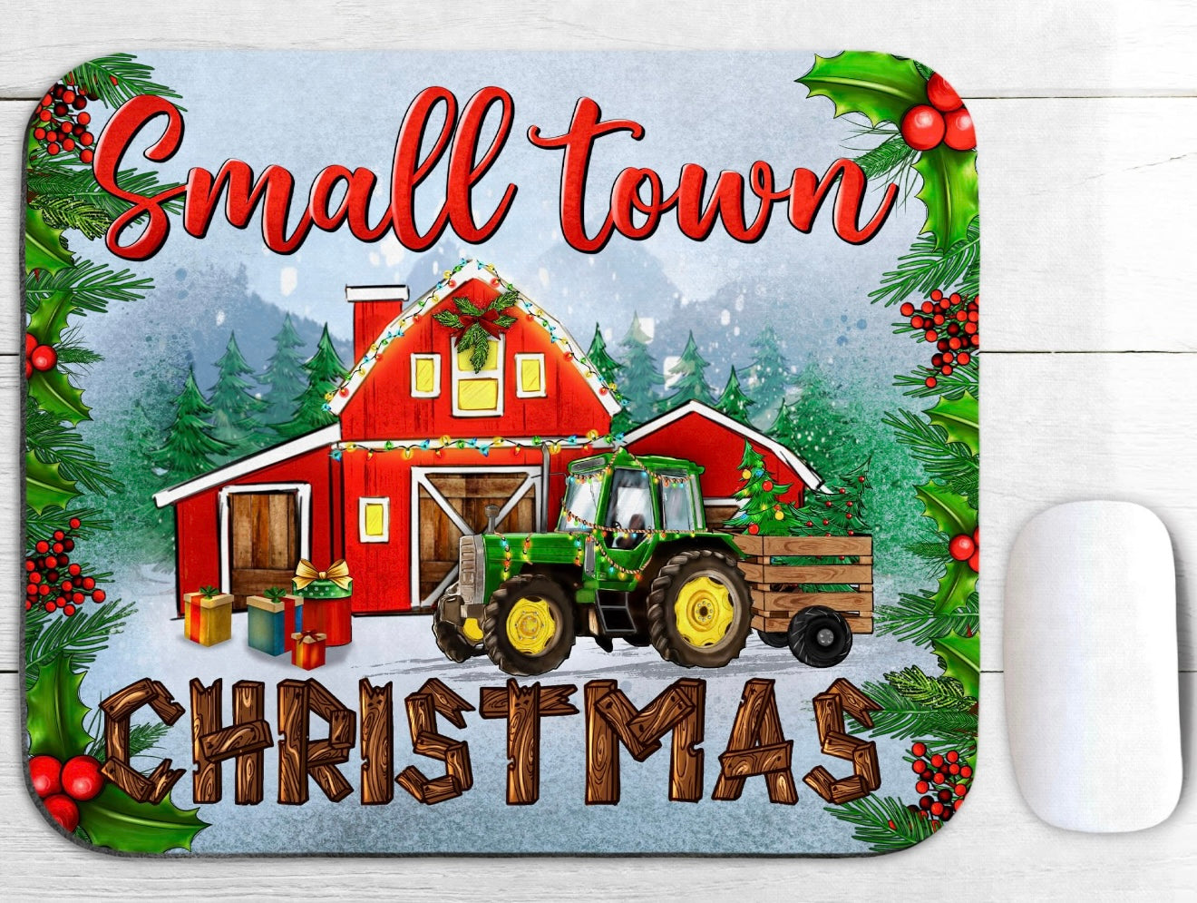 Small town Christmas mouse pad