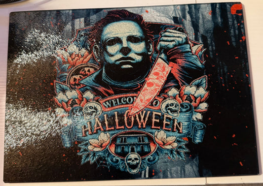 Michael Myers Halloween glass cutting board