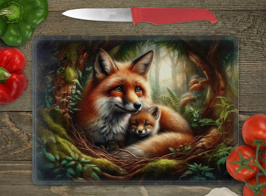 Fox glass cutting board