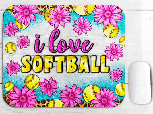 I love softball mouse pad