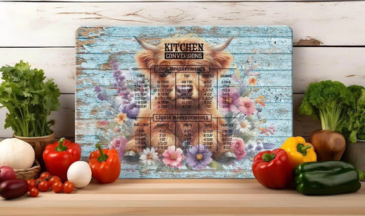 Highland cow kitchen conversion glass cutting board