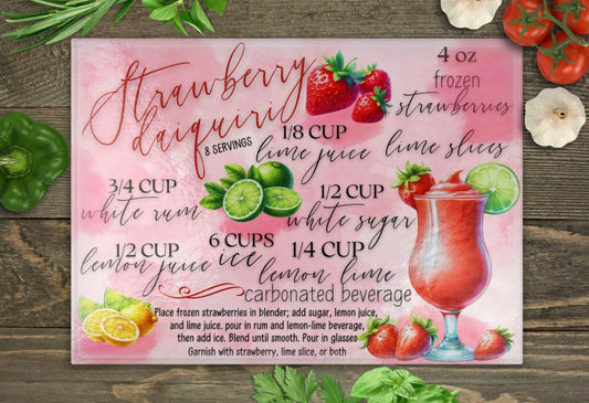 Strawberry daiquiri glass cutting board