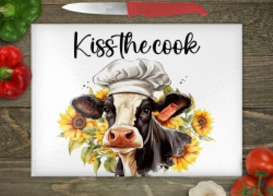 Kiss the cook glass cutting board