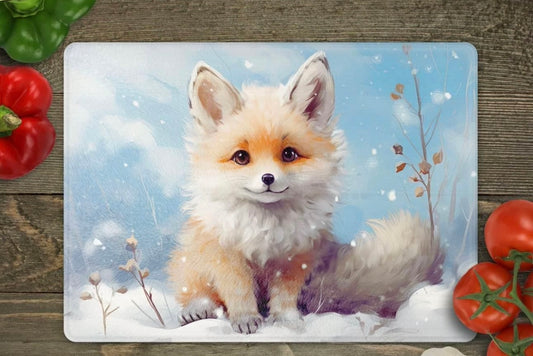 Baby Fox glass cutting board