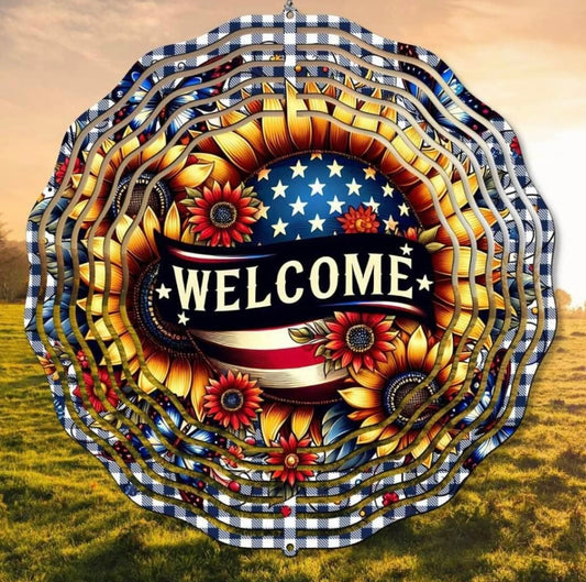 Welcome with sunflowers wind spinner