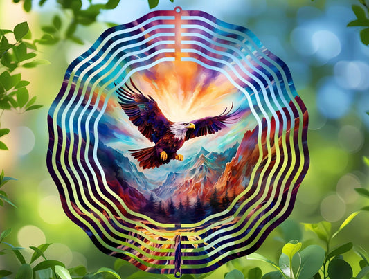 Eagle with colorful background wind spinner