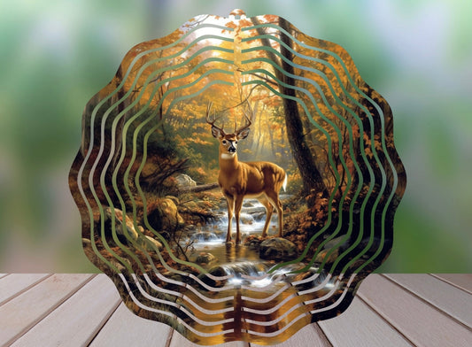 Deer in creek wind spinner