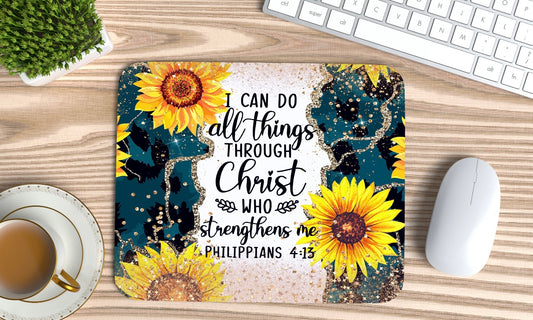 I can do all things through Christ with flowers mouse pad