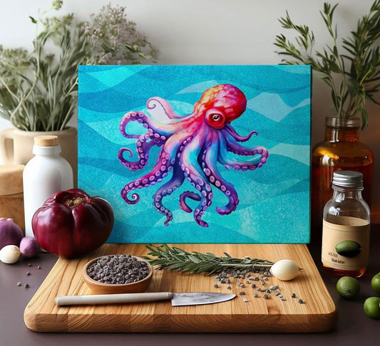 Octopus glass cutting board