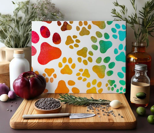 Dog paws glass cutting board