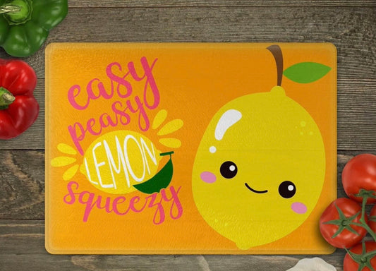 Easy Peezy lemon squeezy glass cutting board