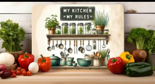 My kitchen my rules glass cutting board