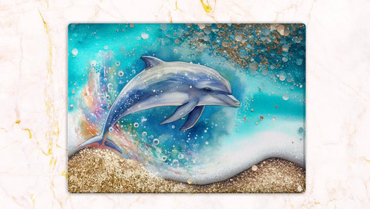 Dolphin glass cutting board