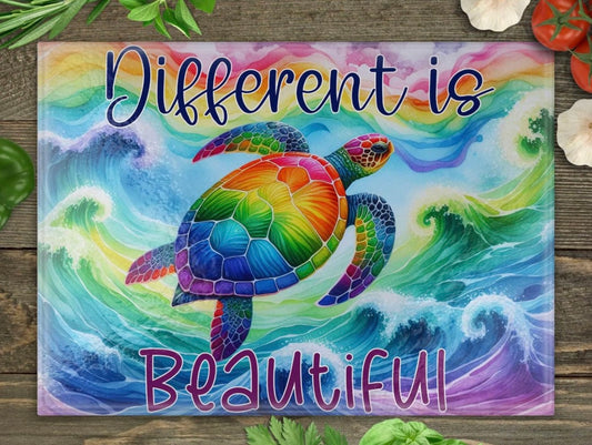 Different is beautiful glass cutting board