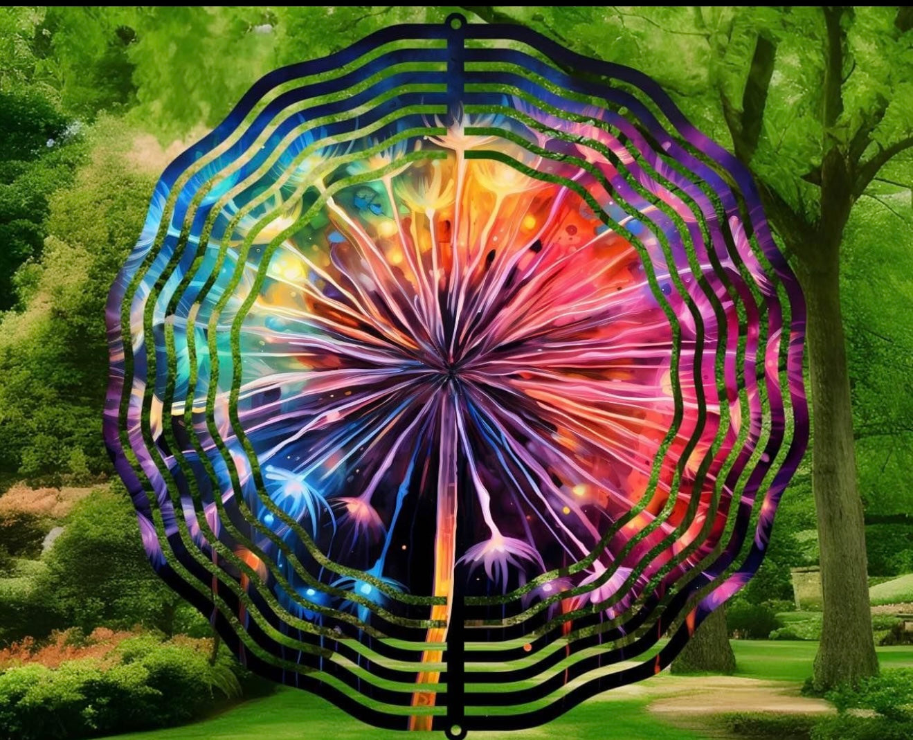 Colorful dandelion wind spinner