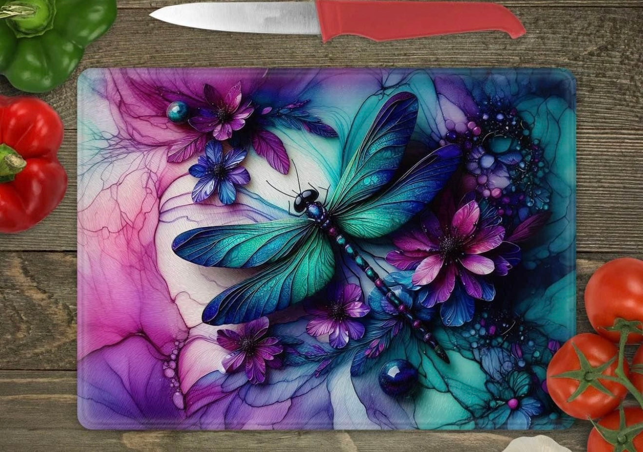 Dragonfly glass cutting board