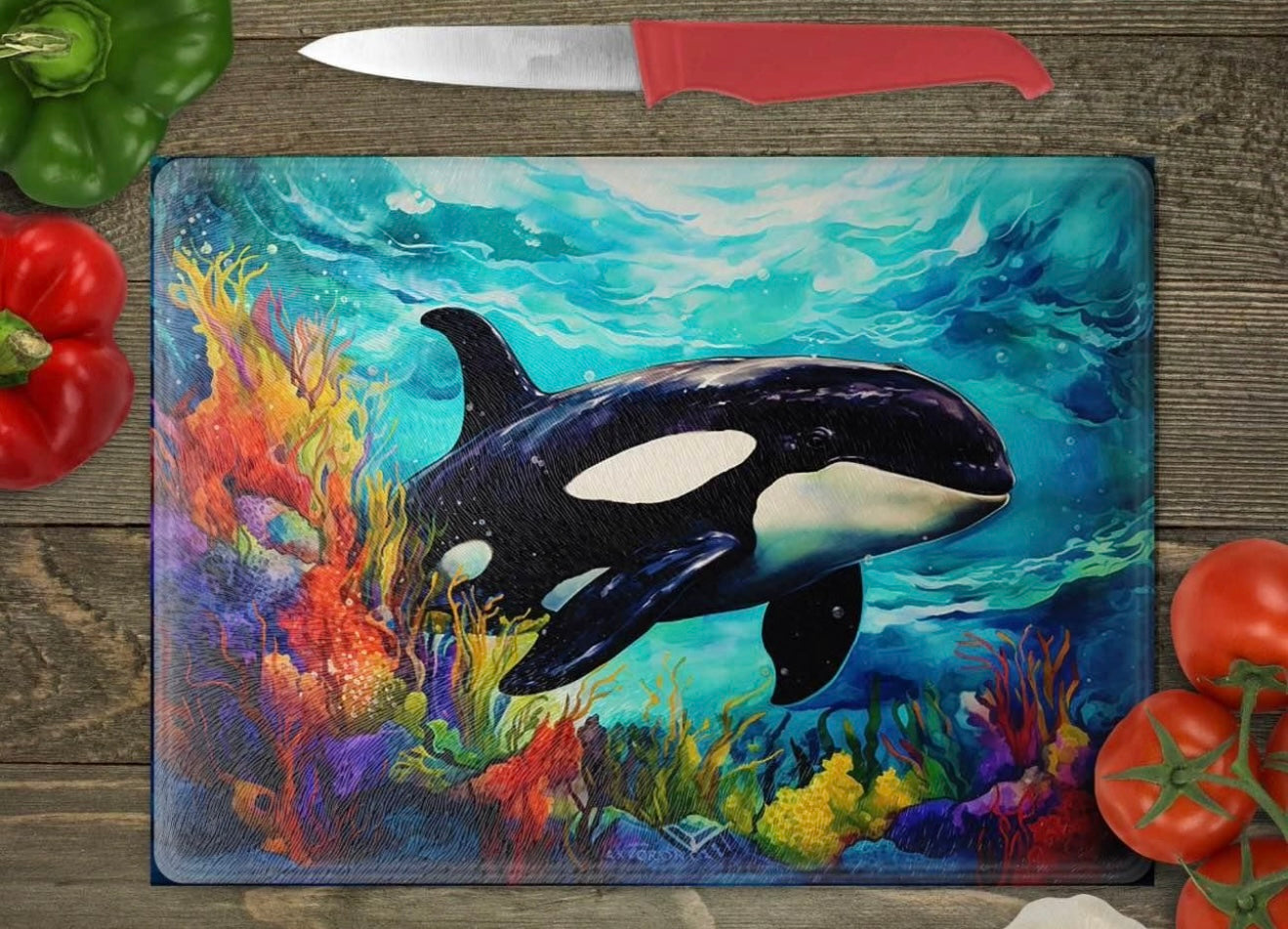 Whale glass cutting board