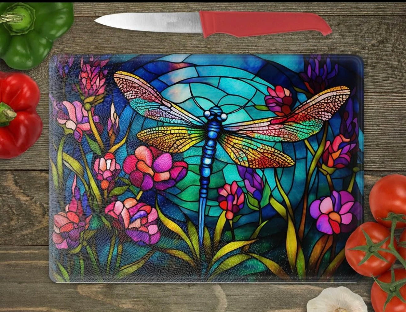 Dragonfly glass cutting board