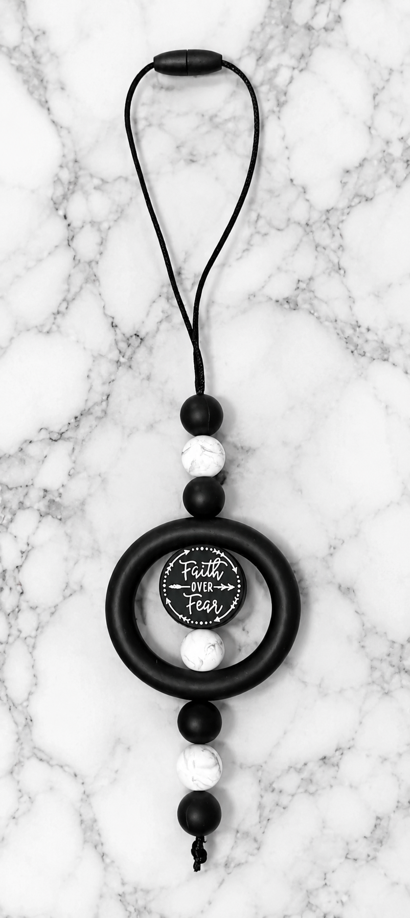 Faith over fear car rear view mirror charm ￼