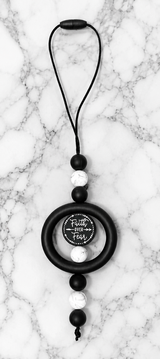 Faith over fear car rear view mirror charm ￼