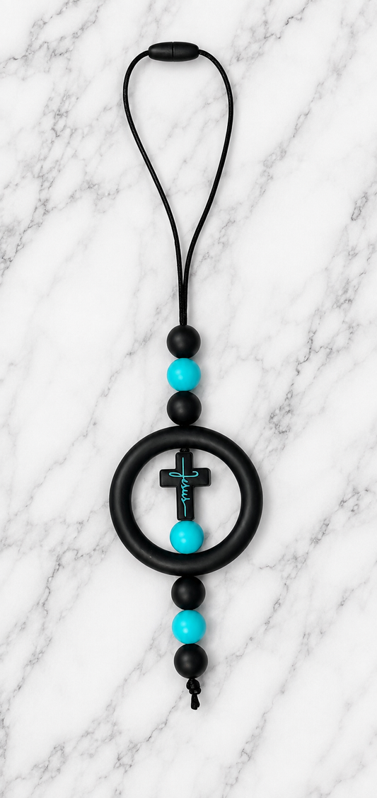 Blue Cross Jesus  car rear view mirror mirror charm