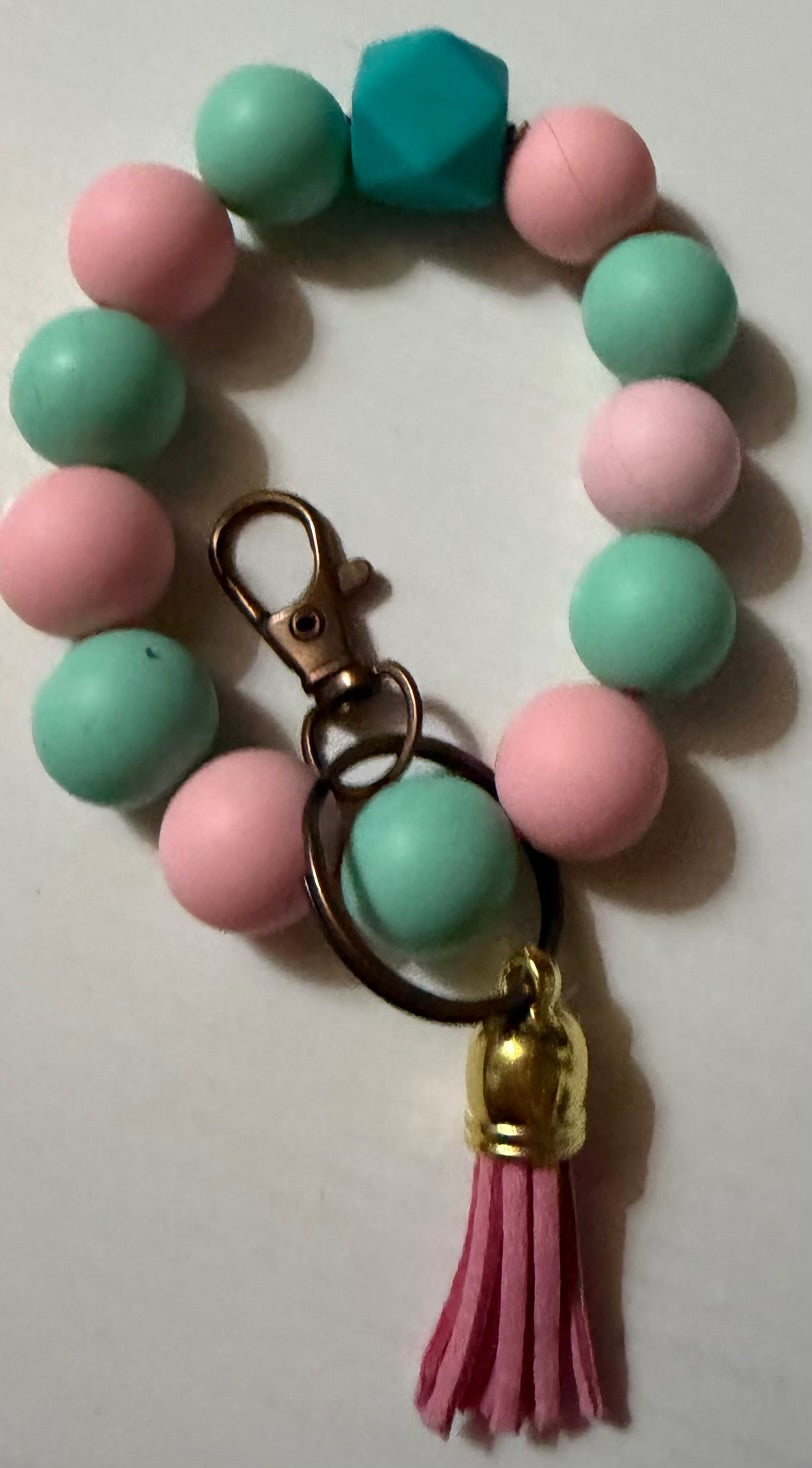 pink aqua wristlet